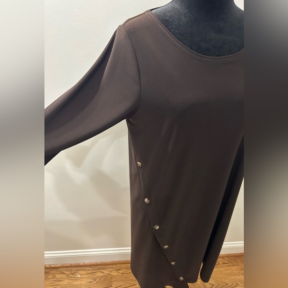 Sympli Quest Angle Top Sz 8 Top Brown Lagenlook Minimalist Chic‎ 3/4 Sleeve NWT - Picture 3 of 10
